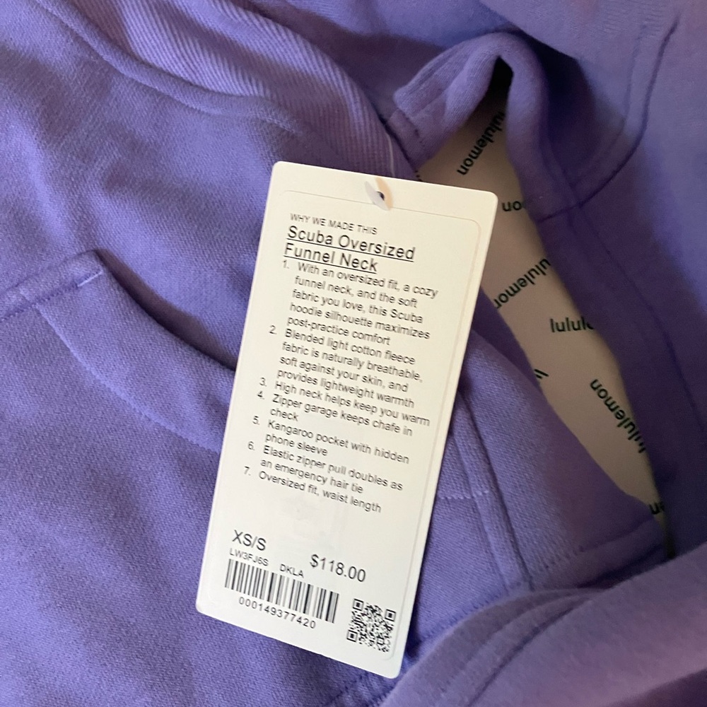 NWT Lululemon Scuba Oversized Funnel Neck, XS/S, Dark Lavender - Picture 5 of 8